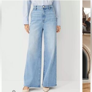 Petite High Rise Trouser Jeans in Light Wash Indigo